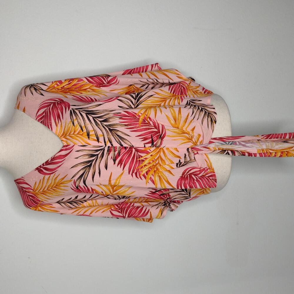 NWT Tribal Women's Pink Foliage Pattern/Cropped Blouse Size Medium